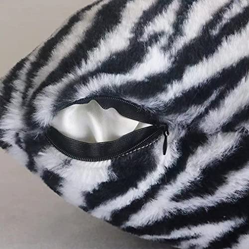 Entua Faux Fur Throw Pillow Covers Wild Animal Zebra Skin Stripe Cushion Covers Soft Black White Decorative Pillowcases For Couch Sofa Living Room18 X 18 In Set Of 2 thumb #4