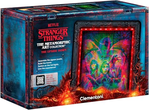 Clementoni- Puzzle Stranger Things - The Upside Down - con luz LED: Rompecabezas de 520 Piezas - escenas Que cambian de Color con Eleven, Sus Amigos y el Mind Flayer