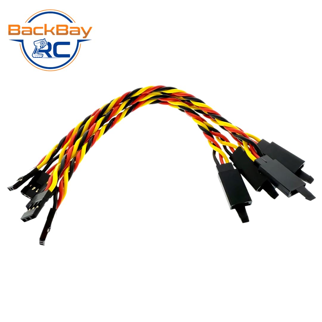 BackBayRC Universal-Servoverlängerung, 15,2 cm, 20 AWG, männlich/weiblich, mit Clip, 5 Stück