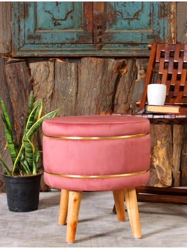 Image of Pouffes Sitting Stool for Living Room, Puffy Wooden Ottoman | Round Pouffe for Living Room & Bedroom | Pouf for Office & Home Decoration & Modern Seating Stool (Stool-Gajri)