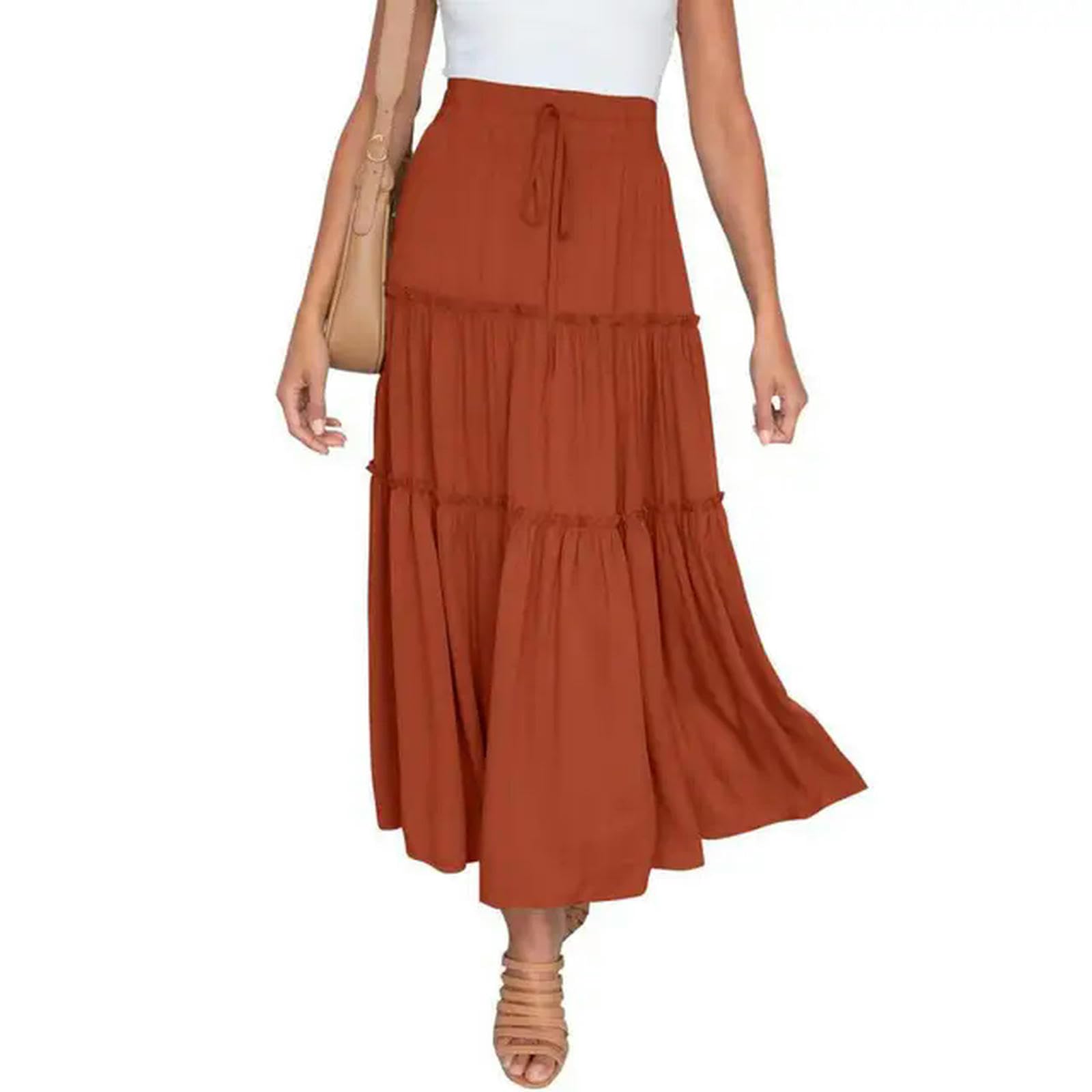 Jupe longue plissée haut de gamme à taille haute et volume patchwork gâteau m - 8