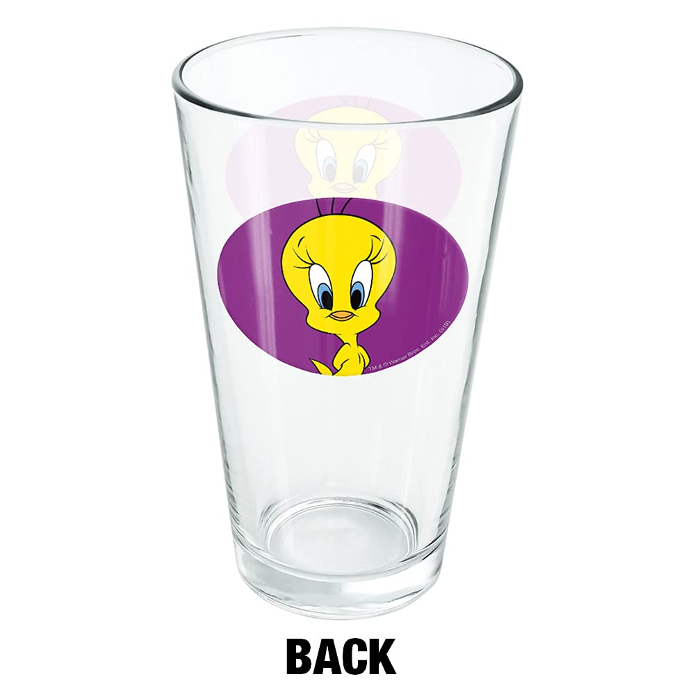 LOGOVISION Looney Tunes Tweety Bird 16 oz Pint Glass, Tempered Glass, Licensed Printed Design & A Perfect Fan Gift | Great for Cold Beverages, Soda, Water