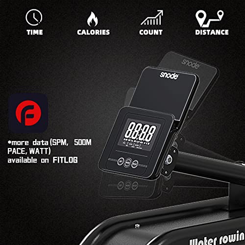 Snode Water Rowing Machine With 7.4Gal Large Water Tank, Quality Rower Machine With Heavy Duty Frame, 331 Lb Weight Capacity, Bluetooth Available #TOP2
