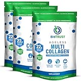 BioTrust Ageless Multi Collagen Peptides Powder – 5 Types (I, II, III, V, X) – Unflavored Collagen Powder for Women & Men – Hydrolyzed Protein – Grass Fed Beef, Fish, Chicken, Eggshell Membrane, 3-pk