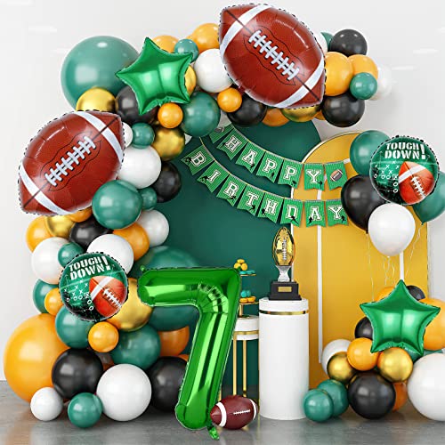 7Pcs Football Balloons, Football Birthday Number Mylar Foil Balloon, Football Sport Them Party Supplies Football 7Th Birthday Decorations (7Th) #TOP3