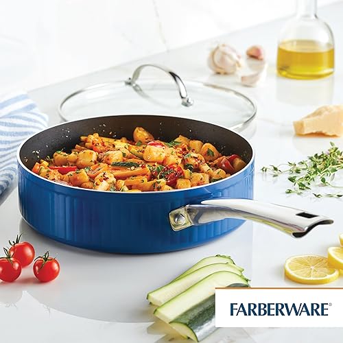 Farberware Style Nonstick Cookware Saute Pan with Lid, Dishwasher Safe, 3 Quart - Blue - image 7