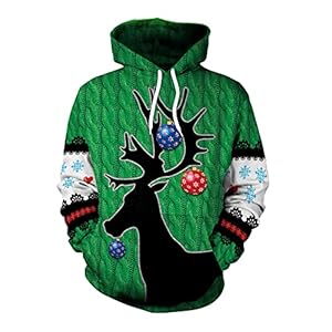 Uniseks kersthoodie, Merry Christmas sweatshirts, casual 3D bedrukte trui met zak, winter lange mouwen grappige pullover…