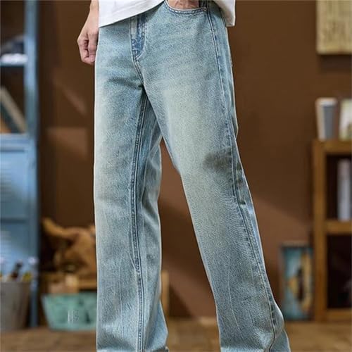 Men's Flared Jeans – Loose Blue Denim Pants, Streetwear Casual Trousers2