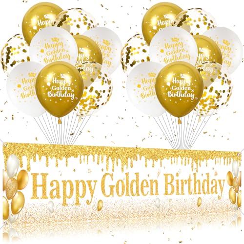 Happy Golden Birthday Decorations for Kids Adults Happy Golden Bi...
