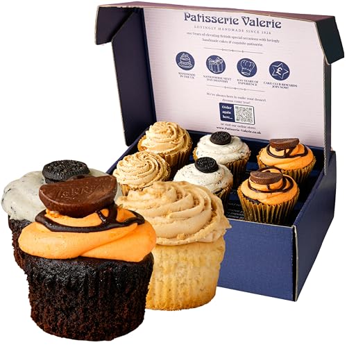Patisserie Valerie Signature Cupcake Gift Box - Gourmet Trio: Oreo, Lotus Biscoff, Chocolate Orange Cupcakes - Delicious Indulgent Treat for Special Celebrations or Afternoon Tea Hamper