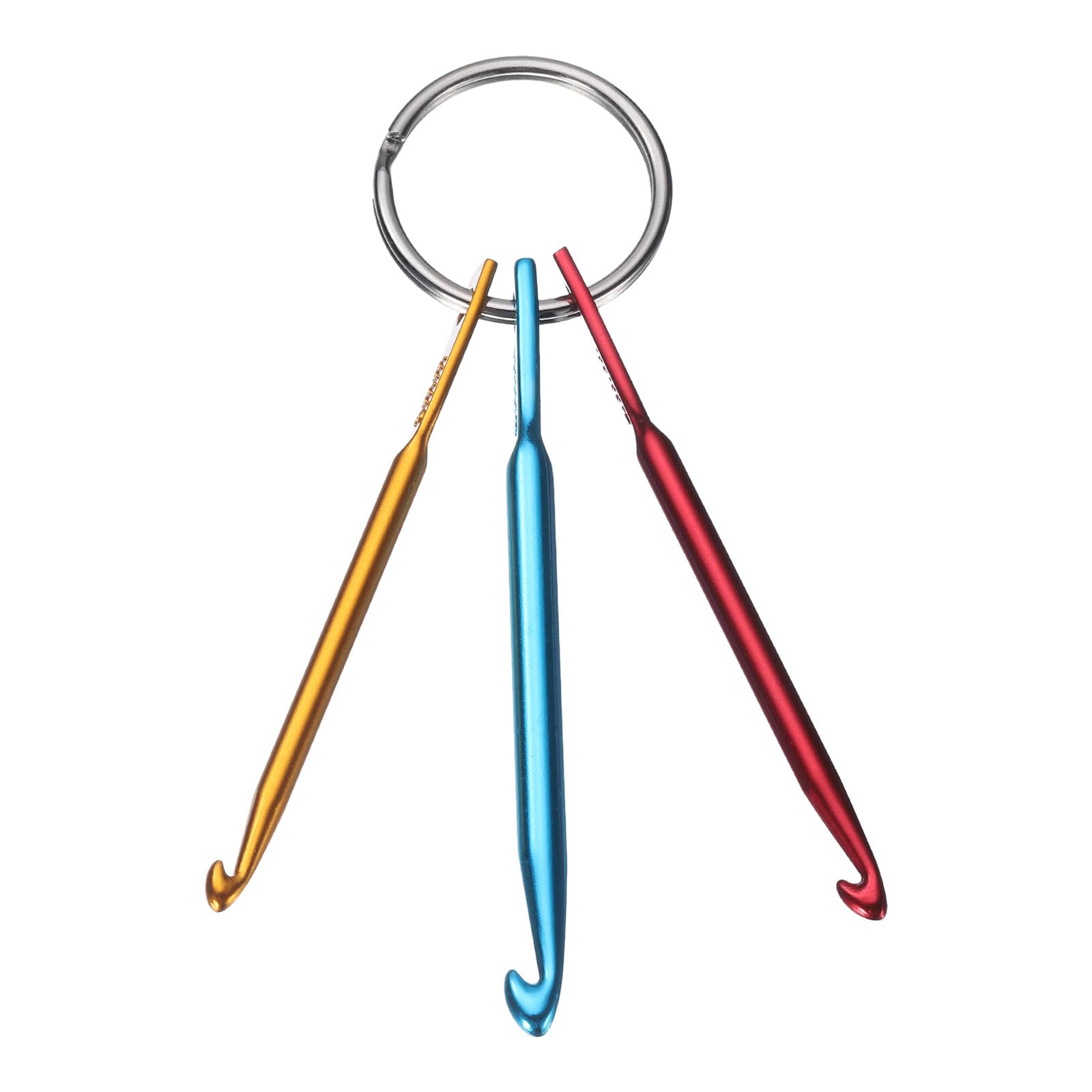 Set 3 Portachiavi Con Uncinetti In Alluminio – Rosso, Blu E Giallo, Portachiavi In Metallo Fai Da Te, Accessori Per Maglieria E Uncinetto - 2
