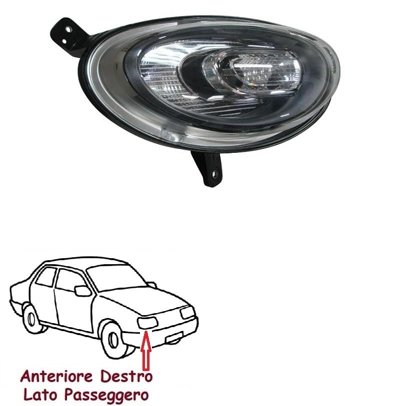 Faro Fanale Proiettore Anteriore Inferiore DX Destro Compatibile Per 500X 500 X dal 2015 Luce Diurna Regolazione Manuale Gruppo Ottico