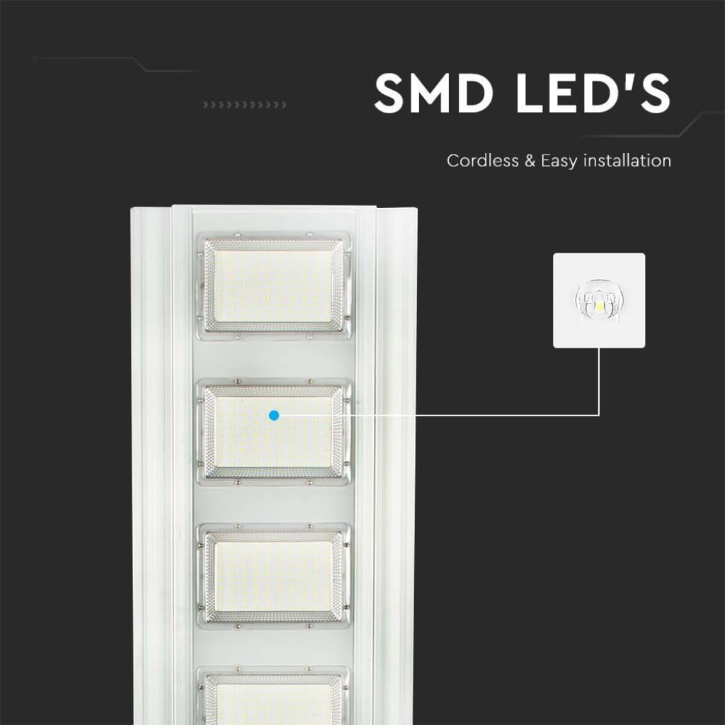 V-TAC Armatura Stradale LED SMD 50W con Pannello Solare Da 400W Colore Bianco 4000K IP65