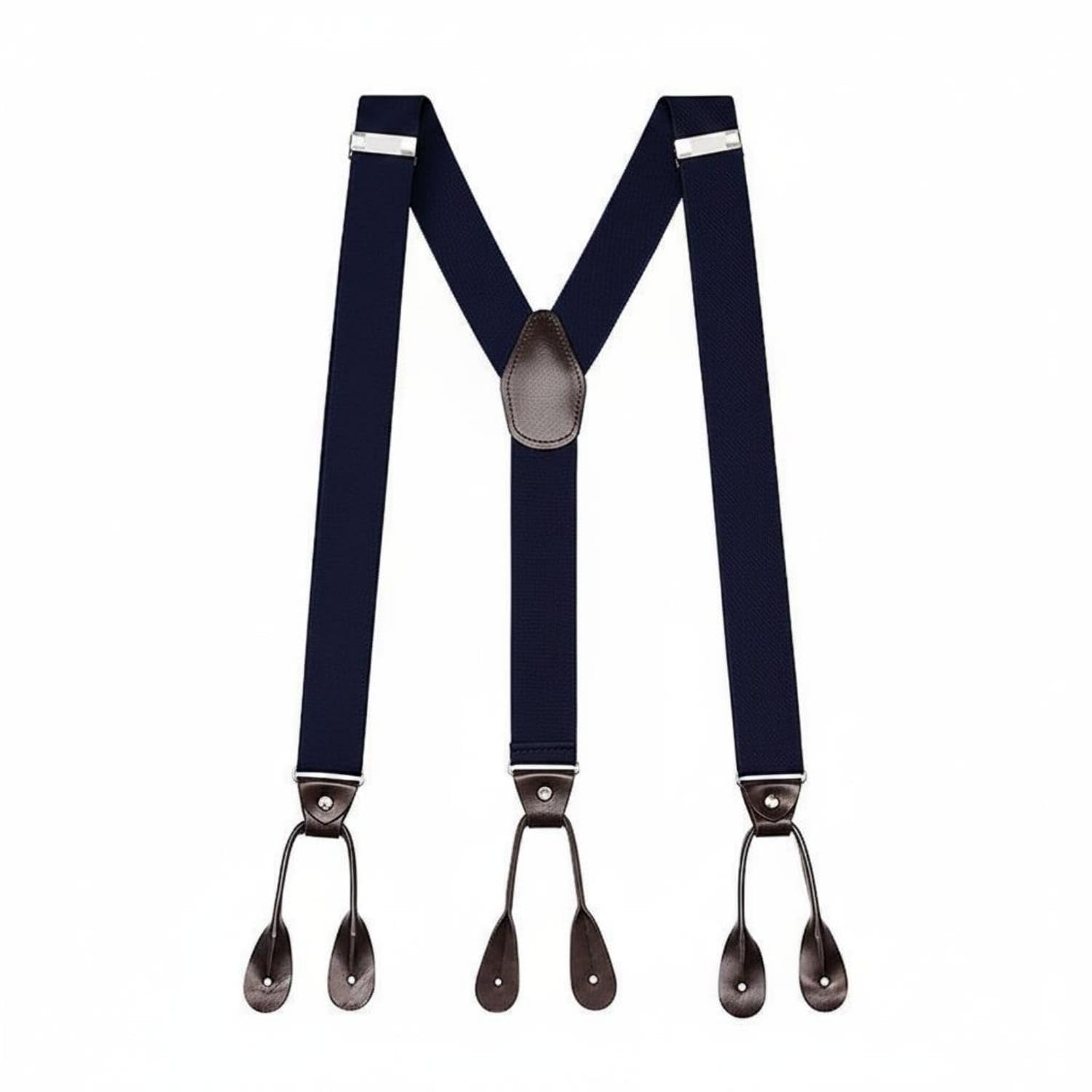 Elastic Suspenders Anti-Slip Snap-on Suspenders Adjustable Braces Comfortable Fit for Wedding, Button a-image-46