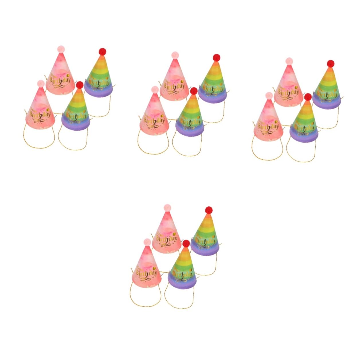 16 Stück Regenbogen Papierhut Dekorativer Geburtstagskegelhut Geburtstagsfeierkappe Partygeschenke Geburtstagspartyhüte Geburtstagszubehör Kegelgeburtstagshut