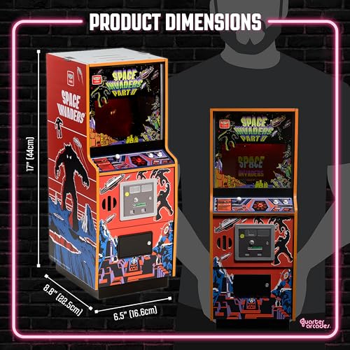 Numskull Quarter Arcades Space Invaders II Collector's Edition Mini Arcade - 1/4 Scale Authentic Wooden Replica, Original ROM, Rechargeable Battery & 3W Speakers for Retro Enthusiasts [video game]