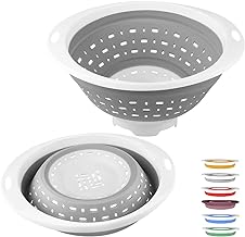 QiMH Collapsible Colander and Strainer, 5 Quart(1.25 gal), Heavey Duty Kitchen Drainer Basket for Pasta, Veggies and Fruits, New Home Apartment Essentials