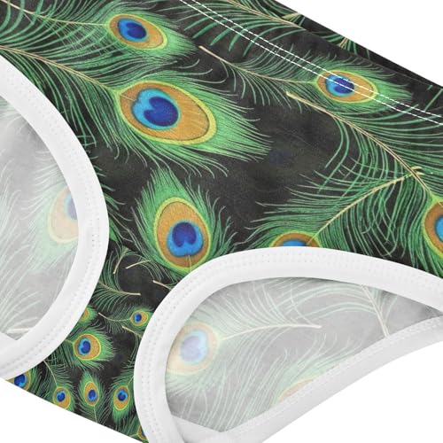 Peacock Feather Black Girls' Underwear, Toddler Girl Panties, Cotton Underwear Girls, 2–8 Years 5