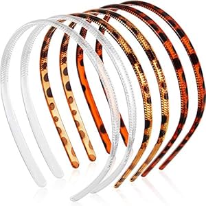 WILLBOND 6 Pieces Plastic Plain Headbands Teeth Comb Headbands Skinny DIY Hair Bands for Women