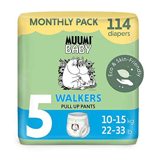 Mega pack de pañales braguita o calzoncillo ecológicos Muumi Baby, talla 5, 10-15 KG, 114 pañales sensibilidad premium