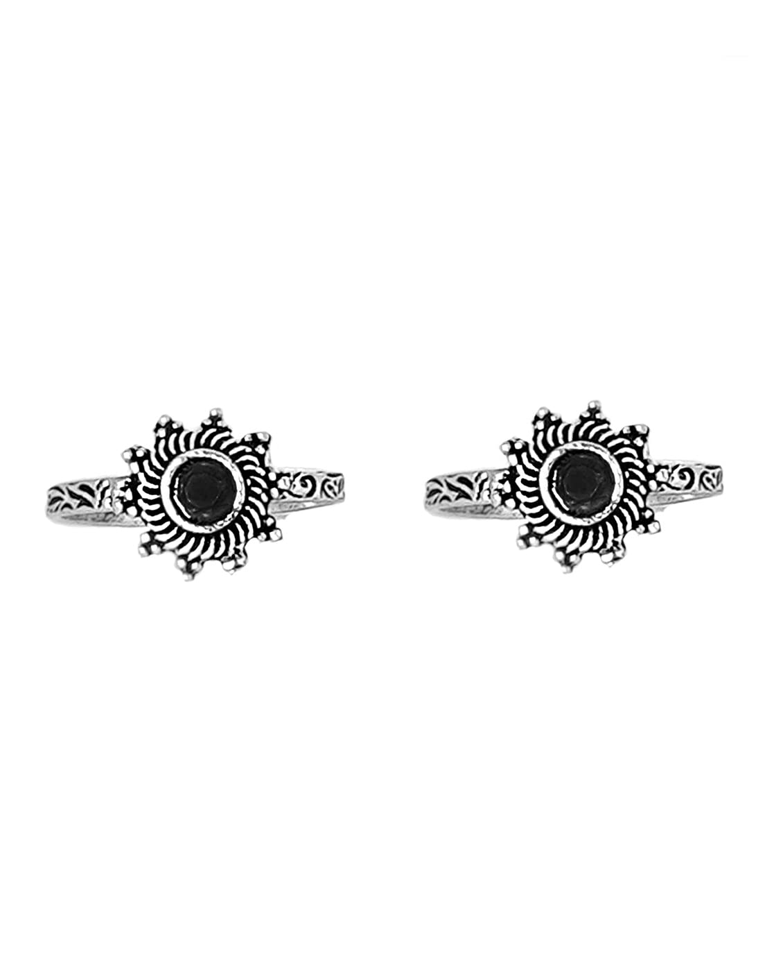 TEEJH Arika Black Stone Silver Oxidised Toe Rings for Women (B09J54CHBL) Amazon Price History, Amazon Price Tracker