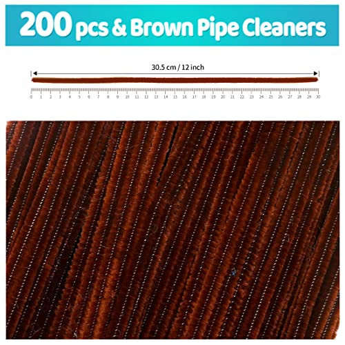 Image of IOOLEEM 200pcs Brown Pipe Cleaners Bulk for Crafts