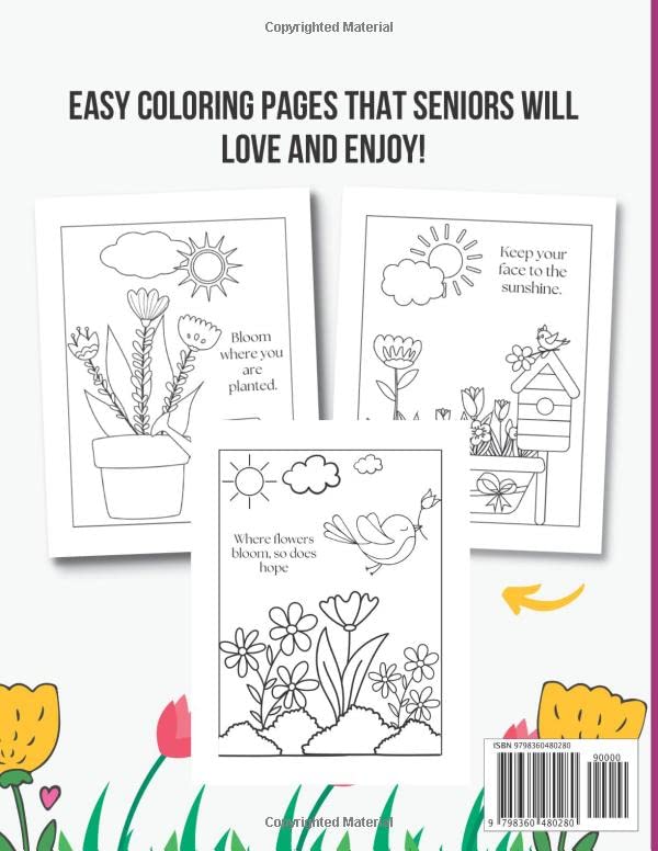 Easy Flowers Coloring Book for Seniors with Dementia: Simple and Large Print Designs for Adults, Elderly with Beautiful Bouquets, Butterflies, Floral Arrangements and More 2 Easy Flowers Coloring Book for Seniors with Dementia: Simple and Large Print Designs for Adults, Elderly with Beautiful Bouquets, Butterflies, Floral Arrangements and More - Image 3
