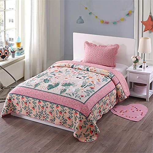 Ropa de Cama Floral 2/3 Piezas Acolchado Vintage Country Patchwork Colcha 220x260cm Incluye 1 Manta de Cama 2 Fundas de Almohada,3PCS,220 * 260cm