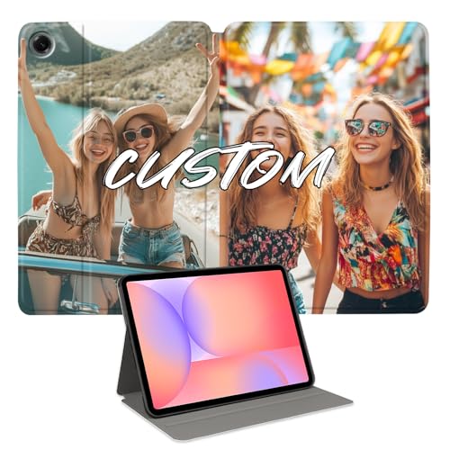 Custom Photo Personalized Flip Case for Samsung Galaxy Tab A11+/A11 Plus 11 inch(2025),Model Code: SM-X230/X236, Samsung Galaxy Tablet Customized Picture Text Leather Stand Cover Protective Case