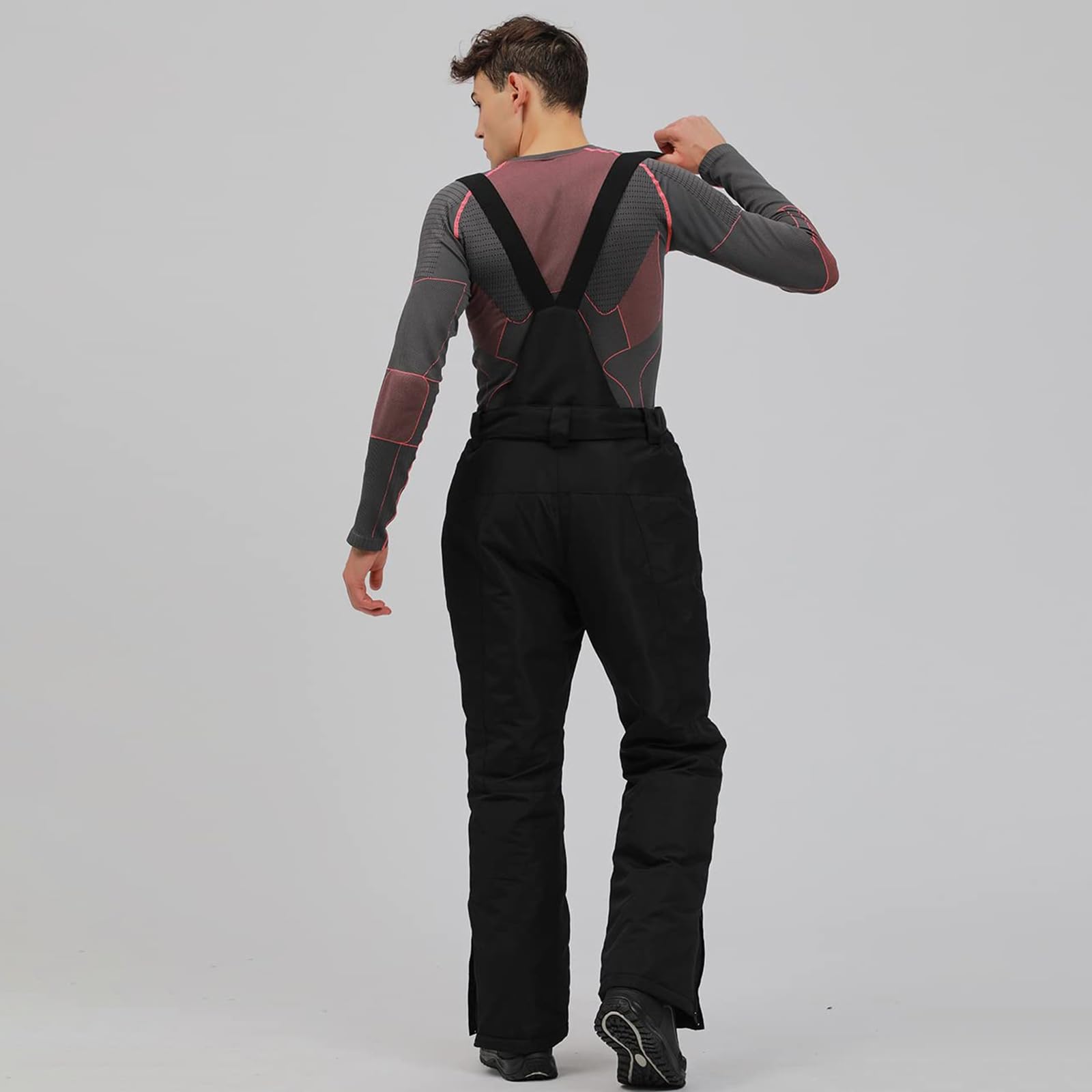 ALSOGO Herren Ski Bib Hose wasserdichte Winddichte Schneehose Outdoor Hose Snowboard Lätzchen mit Abnehmbarem Riemen