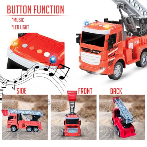 Image of Amazon Brand - Jam & Honey Bump and Go Trucks for Kids | Fire Truck for Kids for Age 3+ Years | Red
