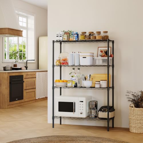 Image of GarveeTech Heavy Duty Garage Shelving Unit, 36 in L x 14 in D x 54 in H, Adjustable Wire Shelving Unit 1200 LBS Load Capacity, 4-Tier Durable Metal Shelves for Garage, Pantry, Basement, Workshop
