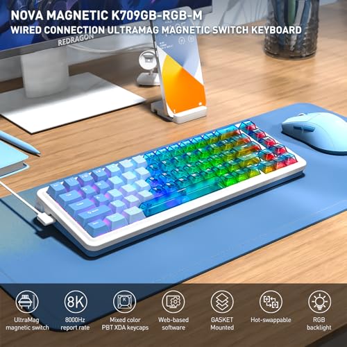 K709 HE Tastiera da Gioco Cablate a Scatto Rapido, Meccanica 8K con Interruttore Magnetico POM, Design Flottante Brevettato, US Layout - Tastiera gaming - Immagine 1