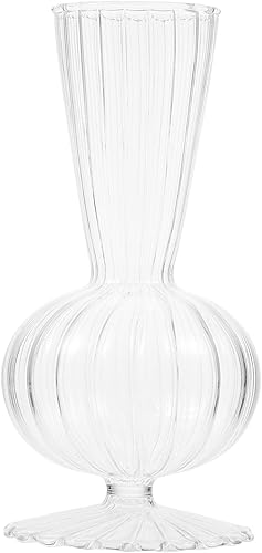 VOSAREA Jarrón de vidrio a rayas, jarrón de vidrio transparente, florero grande artístico, jarrón de mesa de cristal, centro de mesa de comedor, disponible en Yaxa Venezuela