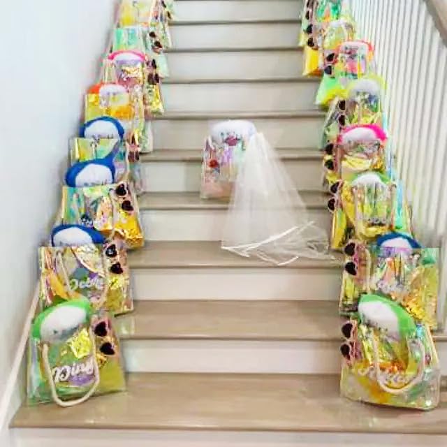 Bolso Tote Transparente Neon con Asas de Cuerda miniatura 3
