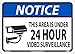 NMC NGA36RB Notice - This Area is Under 24 Hour Video Surveillance Sign - 10 in. x 14 in. Rigid Plastic Safety Notice with Graphic, Text, Post Holes