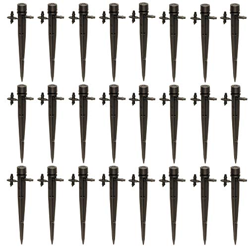 Balter-D 100PCS Drip Irrigation Pile, Adjustable Water Flow, Suitable for 1/4 Inch Irrigation Pipe Hose, 8-Hole Adjustable 360 Degree Dropper, Suitable for Garden Garden Iawn Flower Pot Irrigation.