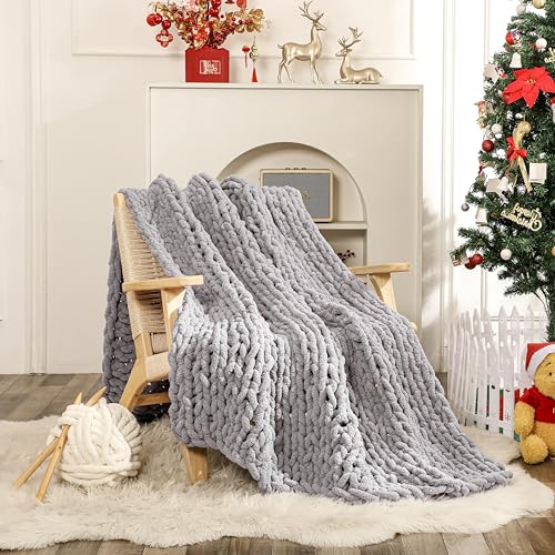 WESHIONGOO Grobstrickdecke, Überwurf, 127 x 152 cm, gestrickte Überwurfdecken für Couch, Bett, flauschig… – Ansicht 2