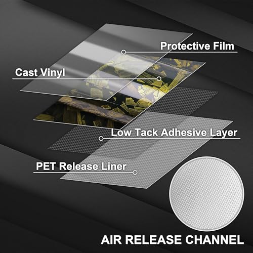 Image of Lypumso Yellow Forged Carbon Fiber Vinyl Wraps, High Gloss Wraps Car DIY Decal Films Sheets with Air Release Technology, Vehicle Interior Exterior Waterproof Protection Stickers 1ft x 20ft