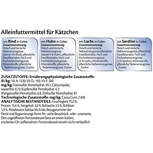 Felix So gut wie es aussieht Junior 12er-Multpacks (Rind, Huhn, Lachs, Sardine) 12 x 100 g, Katzenfutter von Purina, 6er Pack (6 x 1.2 kg)
