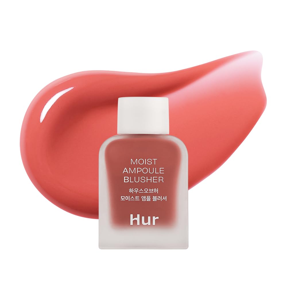House of Hur Moist Ampoule Blusher with 50% Moisture Essence | Hydrating & Long-Lasting Blush | 0.33 fl. oz. (9 Shades) - Peach Coral