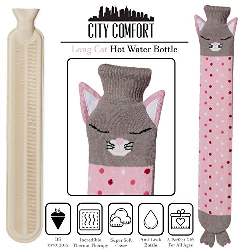 CityComfort Extra lange warmwaterkruik met deksel | Extra grote leuke 2 liter warmwaterkruid eenhoorn of kattenontwerp… - Image 3