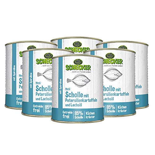 Produktbild von Schecker Hundemenü Scholle mit Petersilienkartoffeln und Lachsöl - 6 x 820 g