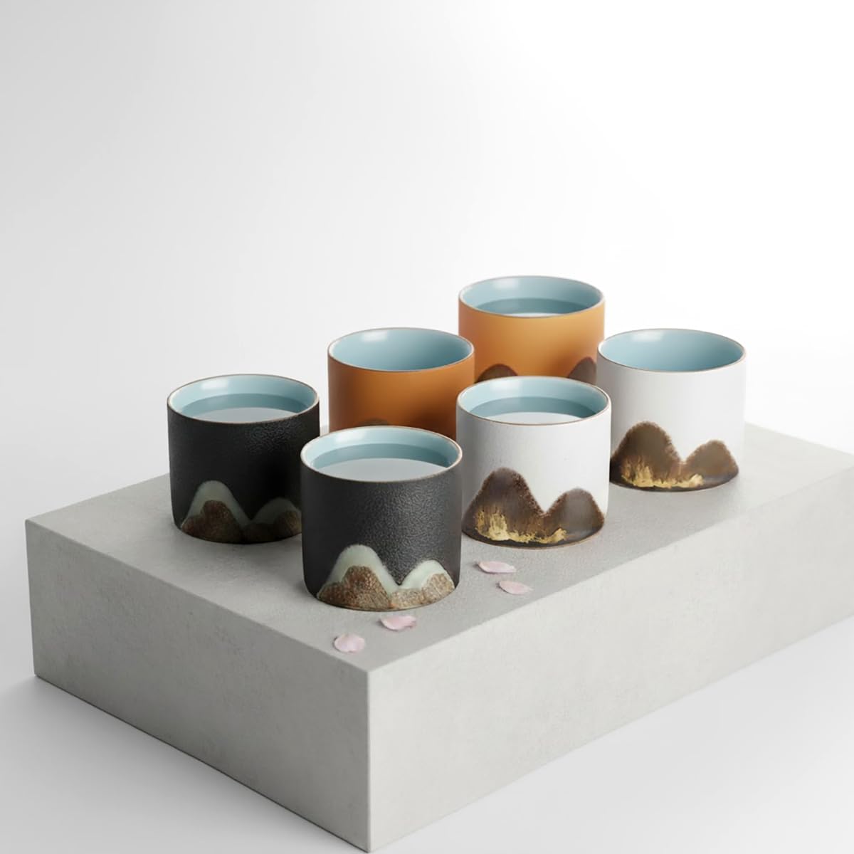 Juego de Tazas de Sake Japonés - 6 Unidades Hechas a Mano - Cuencos de Cerámica | Servicio de 55 ml