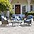 ovios 4 Pieces Patio Furniture Set, Outdoor Wicker Sofa with Coffee Table, Chairs, All Weather High Back Rattan Loveseat Couch with Comfy Cushions, Denim Blue