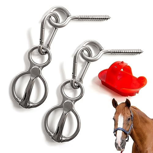INTONX Horse Tie Ring 2 Pack - Heavy-Duty Stall and Trailer Accessories - Secure Tethering Rings for...