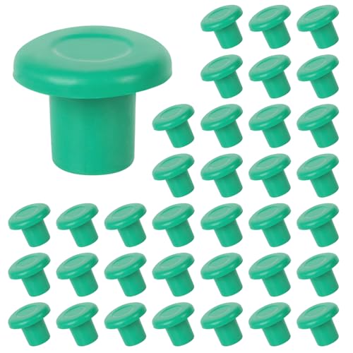 CAKKVDE 36 Pcs Green Rubber Bamboo Cane Toppers - Garden Cane Protectors for Safety