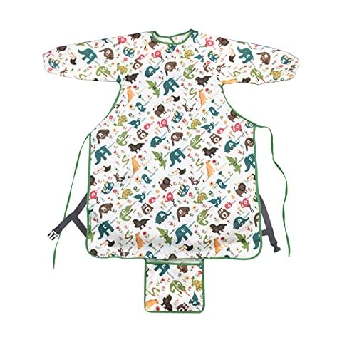 JUSONEY Coverall Baby Feeding Bibs - Baby Weaning Bib with Long Sleeves,Waterproof and Easy to Clean,Ideal for Baby Led Weaning Supplies,Machine Washable Fully Covers Baby and High Chair-White Cover