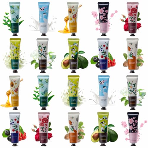 20 Pack Hand Cream Gift Set,Hand Lotion for Dry Cracked Hands,Working Hands Body,Travel Size Hand Cream,Moisturizing Hand Lotion,Holiday Gift for Women Valentine's Day Mother's Day (Fruit Plant)