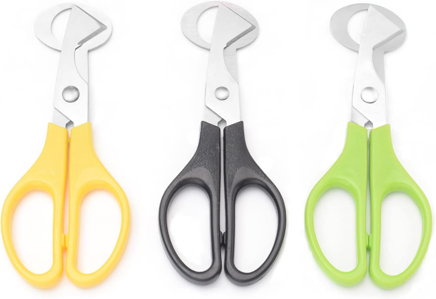 QICAITU 3Pcs Quail Egg Cutter Scissors Kitchen Egg Shears Tool (Green,Black,Yellow